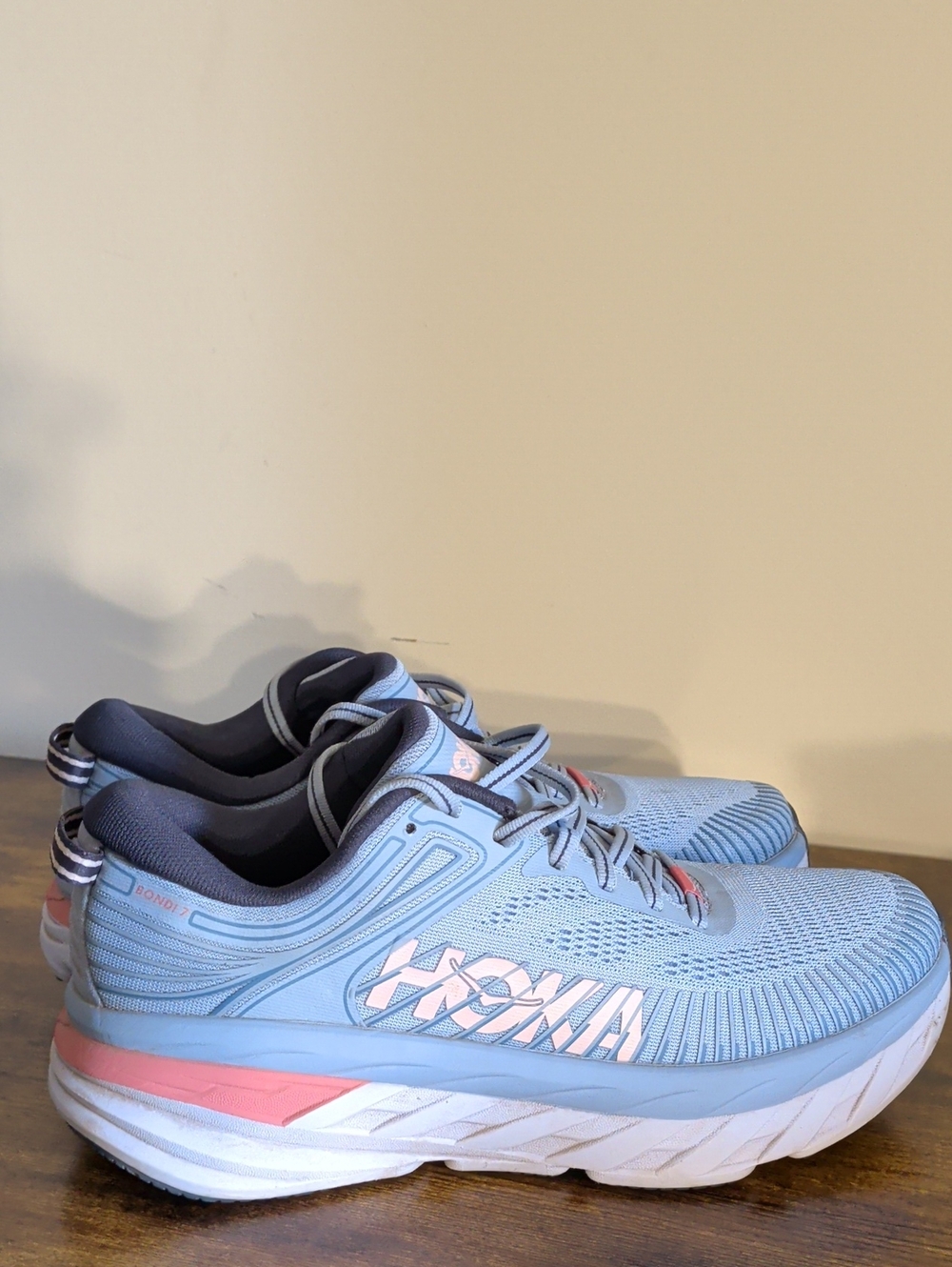Hoka Women's Sky Blue and Pink Bondi Running Shoes